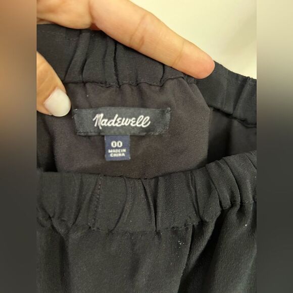 Madewell Off The Shoulder Tie Silk Mini Dress Black - Picture 8 of 11